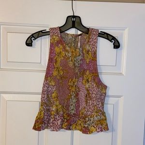 Free People Smocked Printed Top